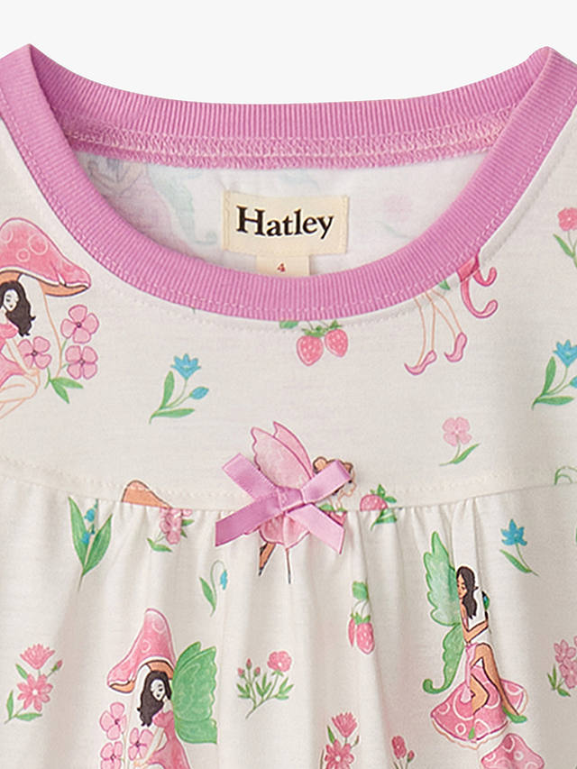 Hatley Kids' Forest Fairies Print Short Sleeve Nightdress, Egret/Multi