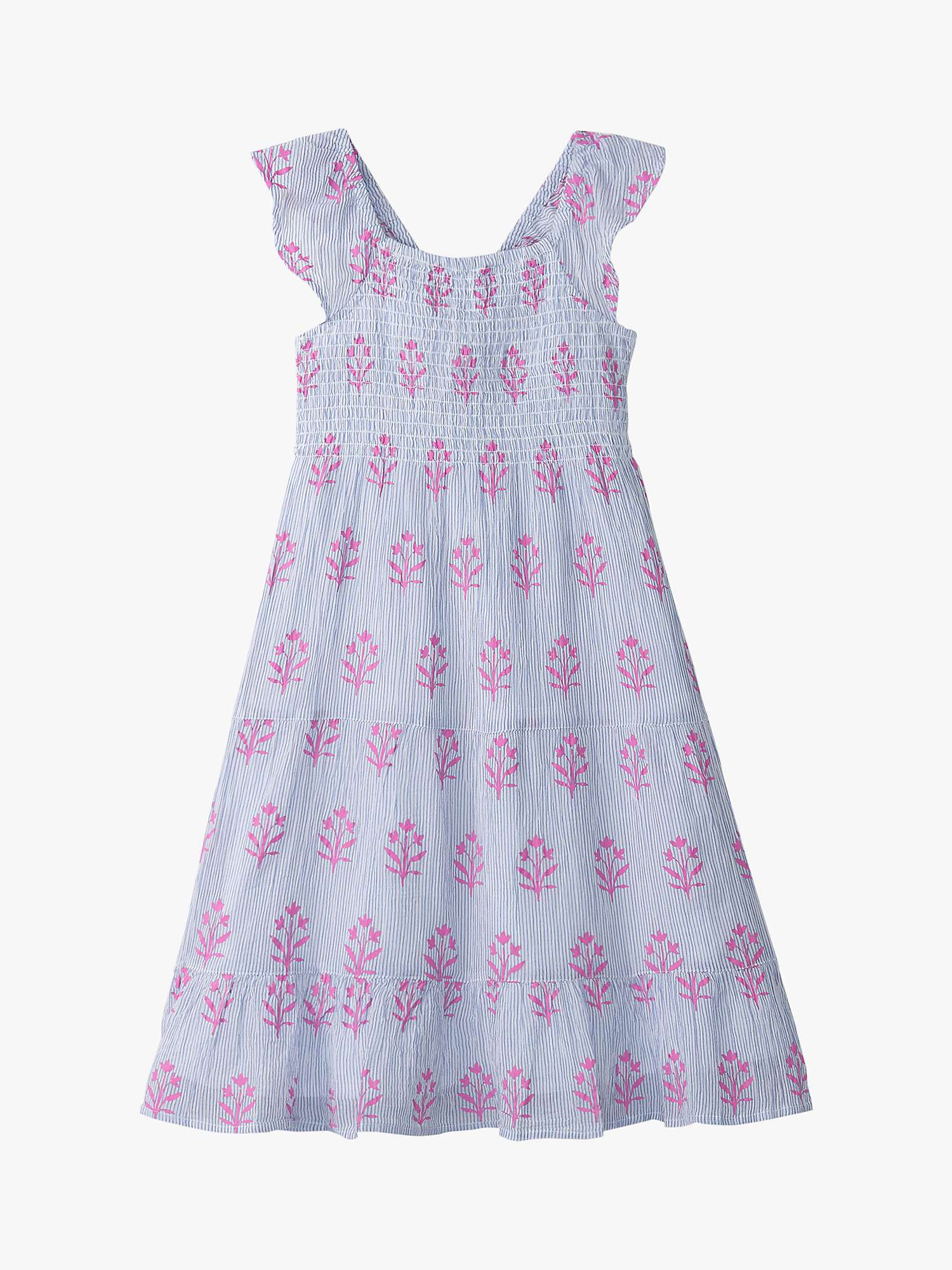 Buy Hatley Kids' Wildflower Print Smocked Seersucker Dress, White/Multi Online at johnlewis.com