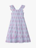 Hatley Kids' Wildflower Print Smocked Seersucker Dress, White/Multi