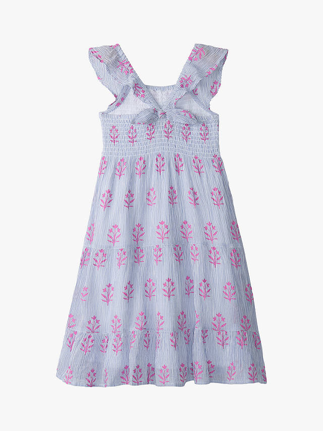 Hatley Kids' Wildflower Print Smocked Seersucker Dress, White/Multi