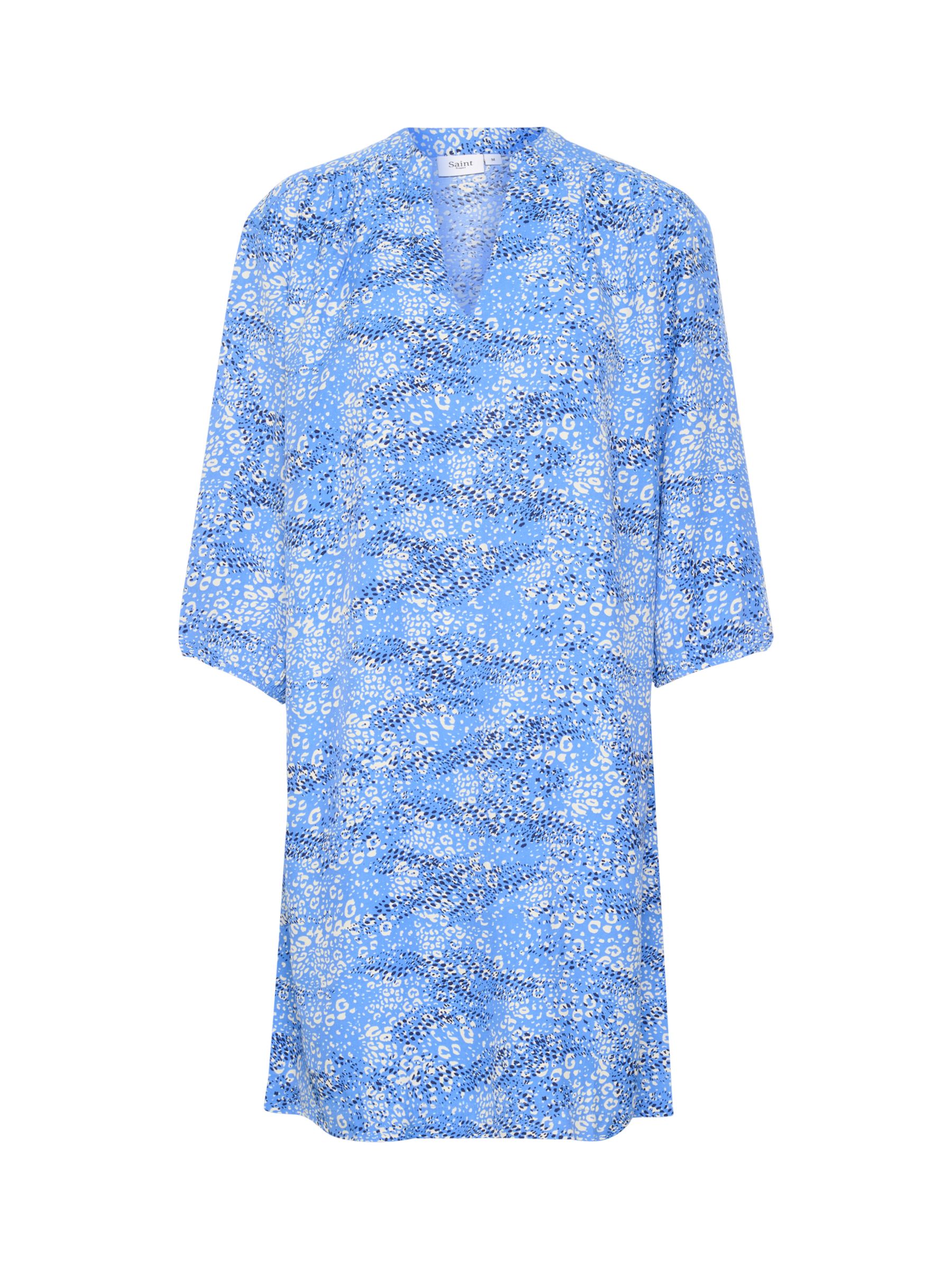 Saint Tropez Dacia Leopard Print Dress, Ultramarine, M