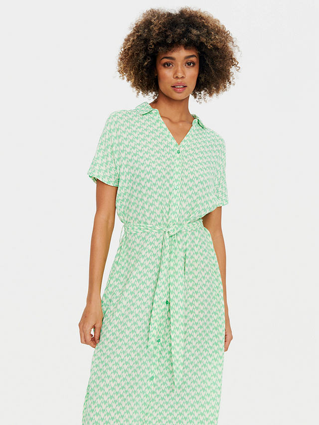 Saint Tropez Blanca Graphic Print Midi Shirt Dress, Zephyr Green