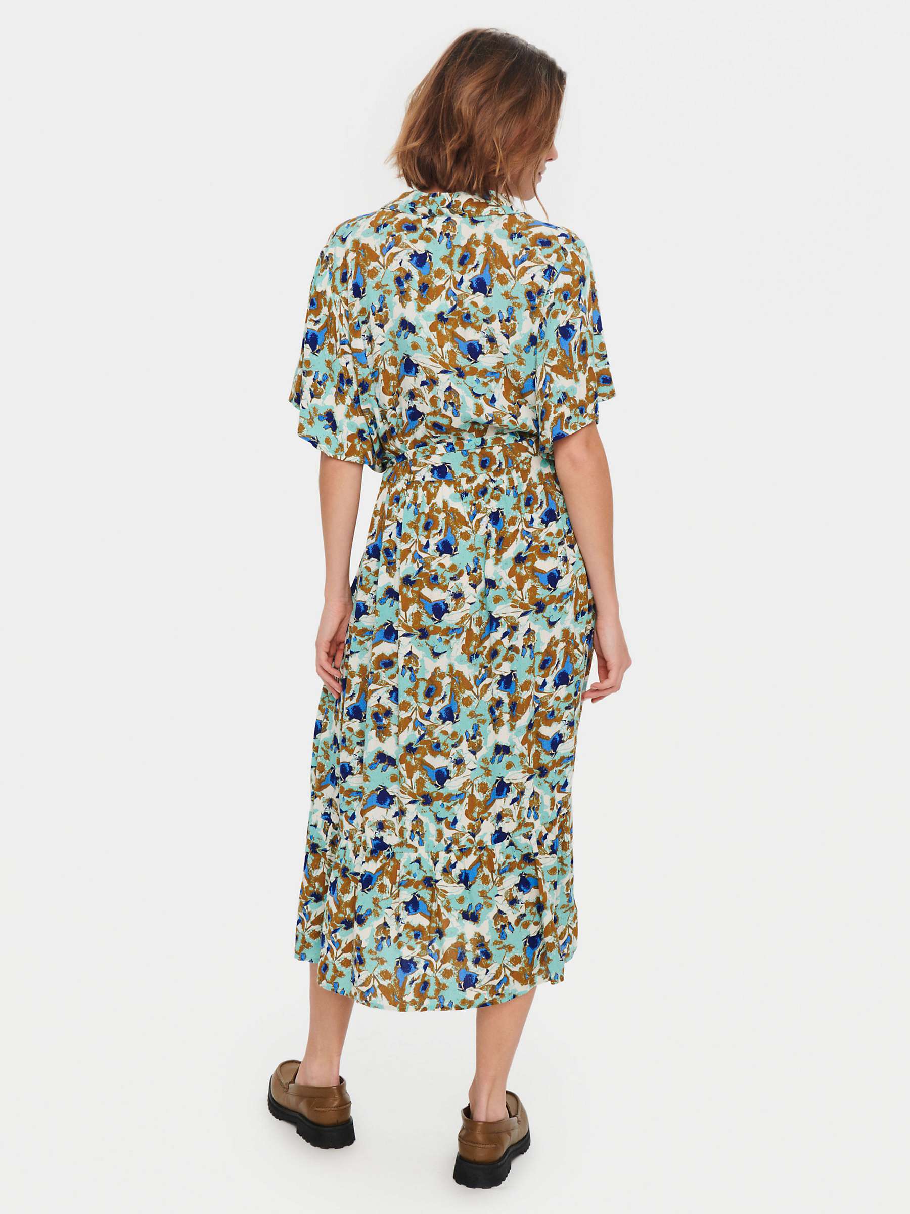 Buy Saint Tropez Didi Abstract Print Midi Shirt Dress, Pastel Turquoise/Multi Online at johnlewis.com