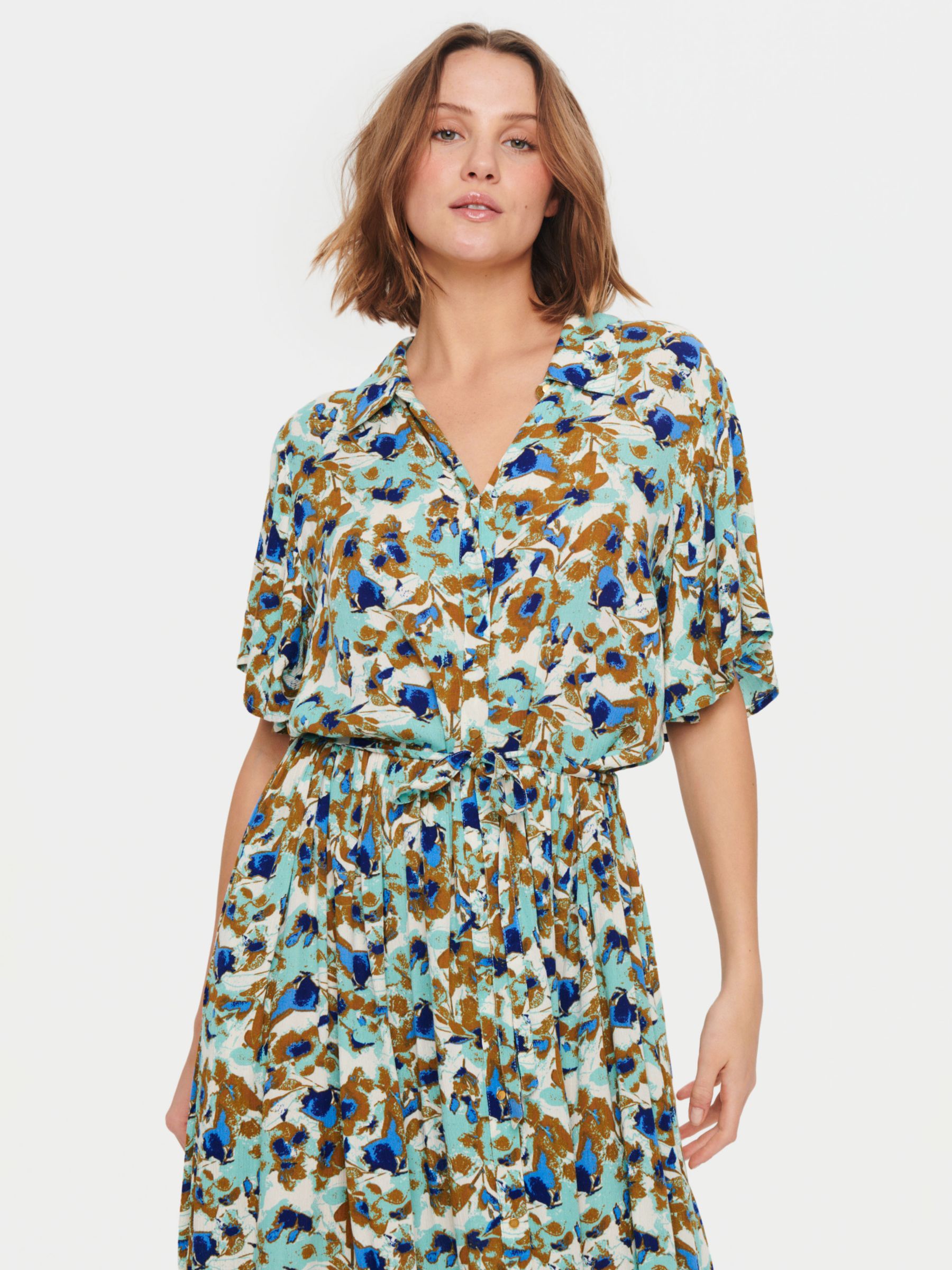 Saint Tropez Didi Abstract Print Midi Shirt Dress, Pastel Turquoise/Multi, XS