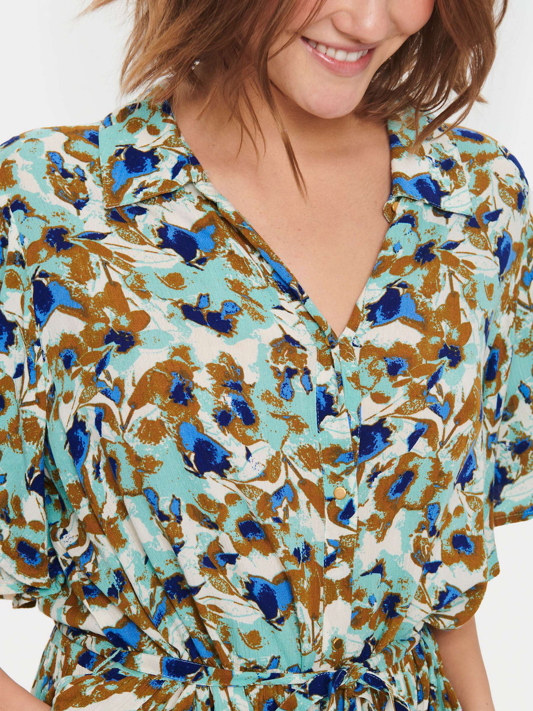 Buy Saint Tropez Didi Abstract Print Midi Shirt Dress, Pastel Turquoise/Multi Online at johnlewis.com