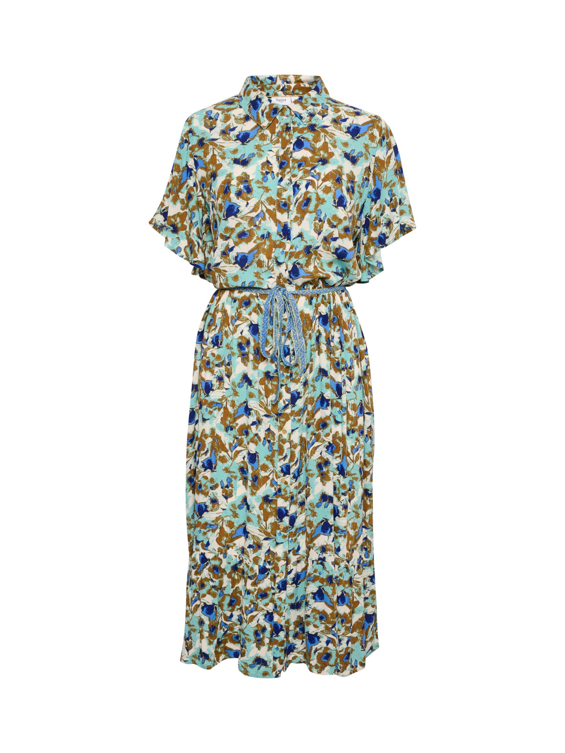 Saint Tropez Didi Abstract Print Midi Shirt Dress, Pastel Turquoise ...