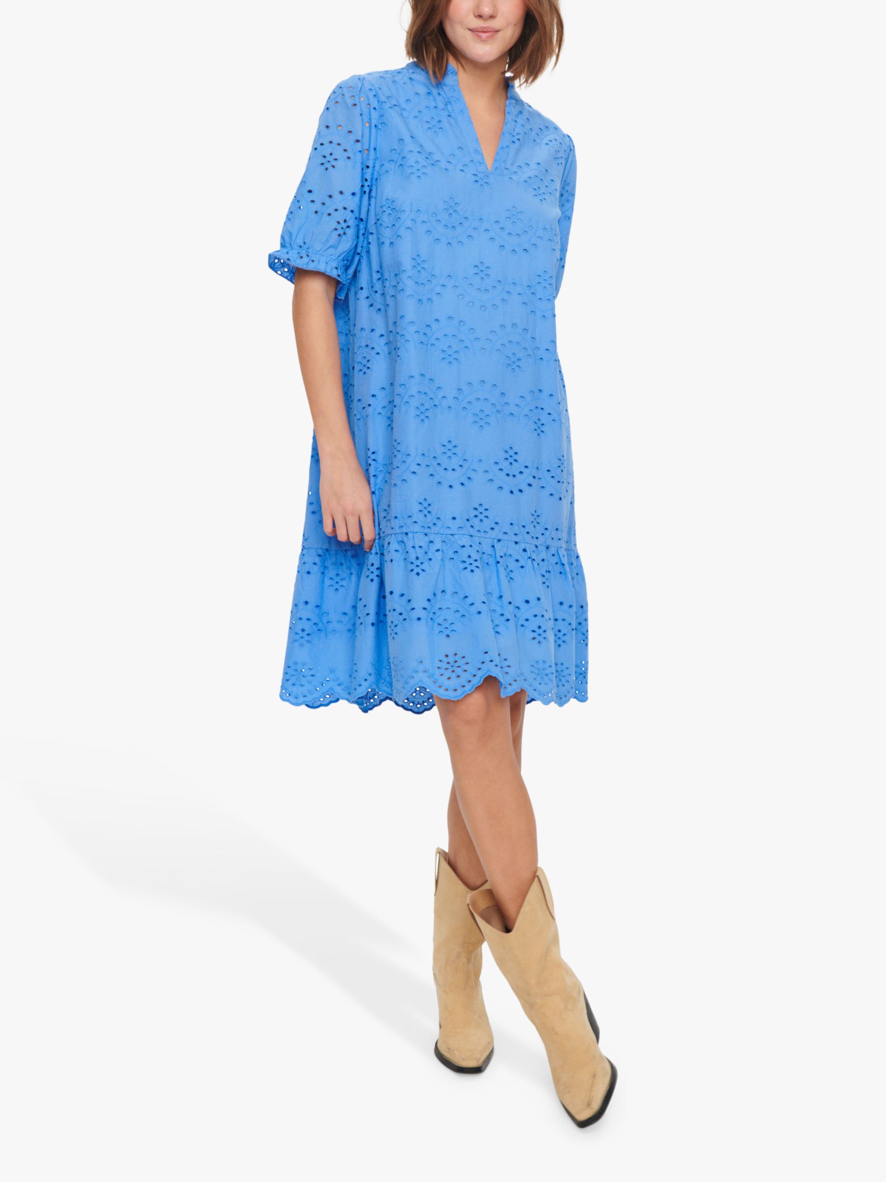 Saint Tropez Geleksa Broderie Anglaise Cotton Dress, Ultramarine, M