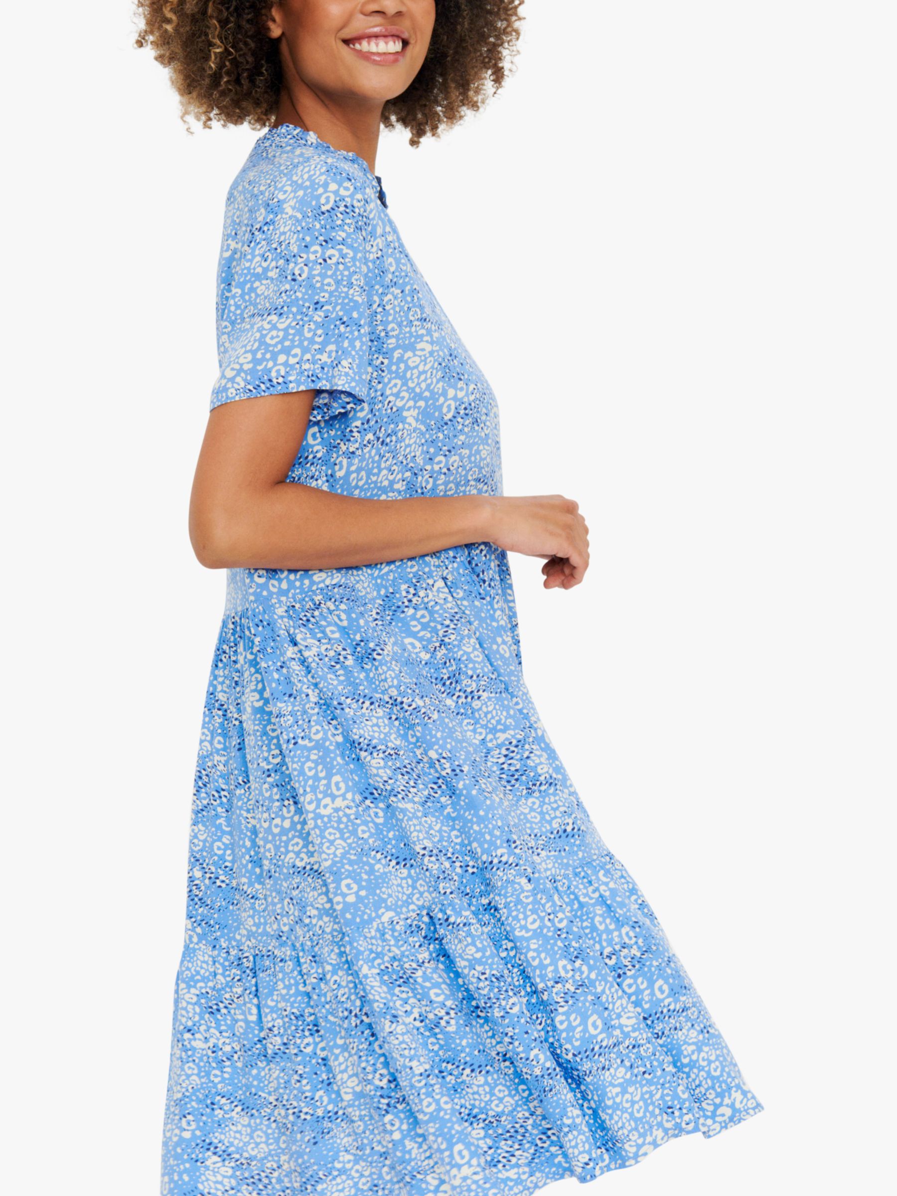 Saint Tropez Eda Leopard Print Tiered Dress, Ultramarine, S