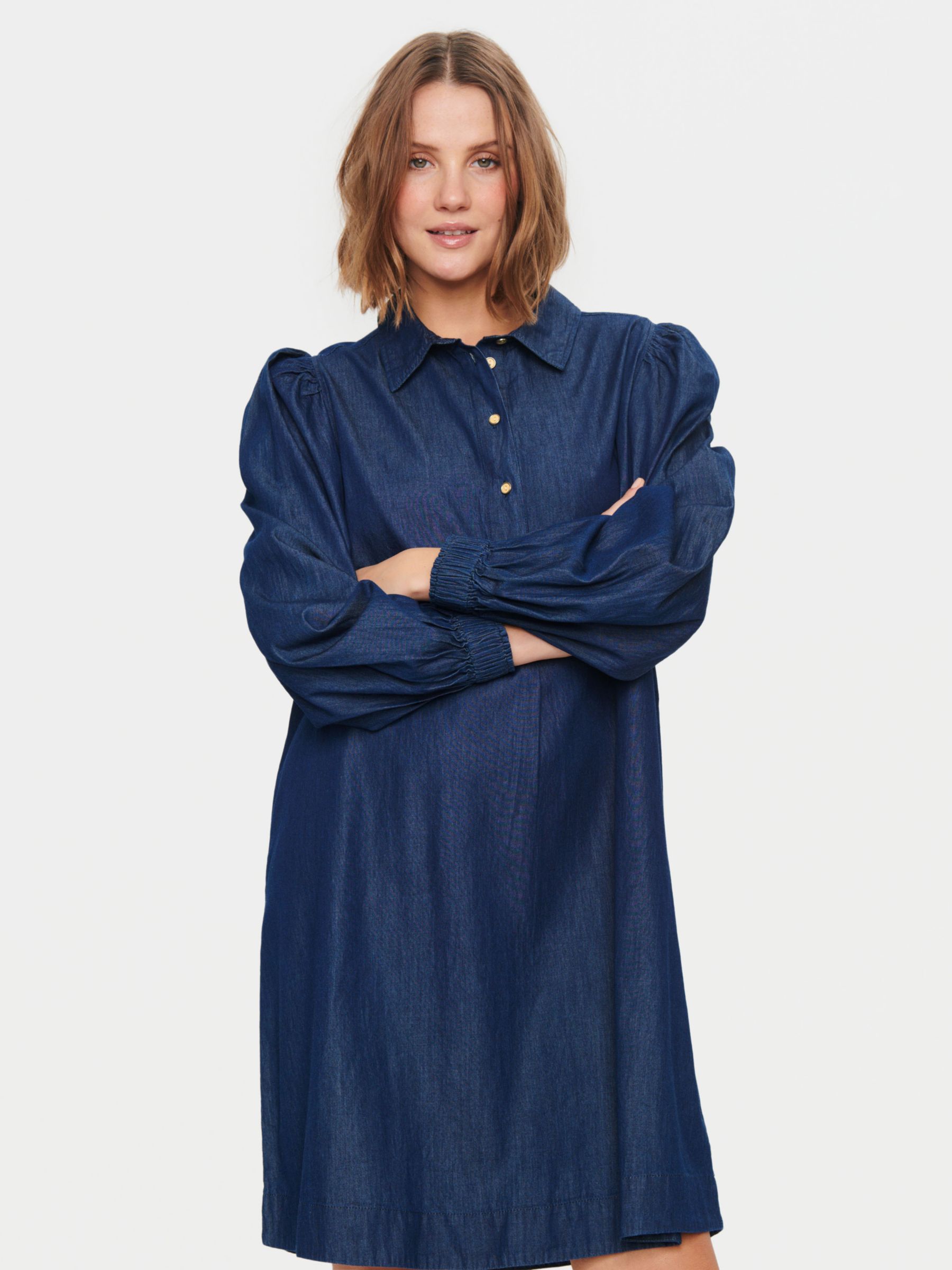 Buy Saint Tropez Doreen Denim Shirt Dress, Patriot Blue Online at johnlewis.com