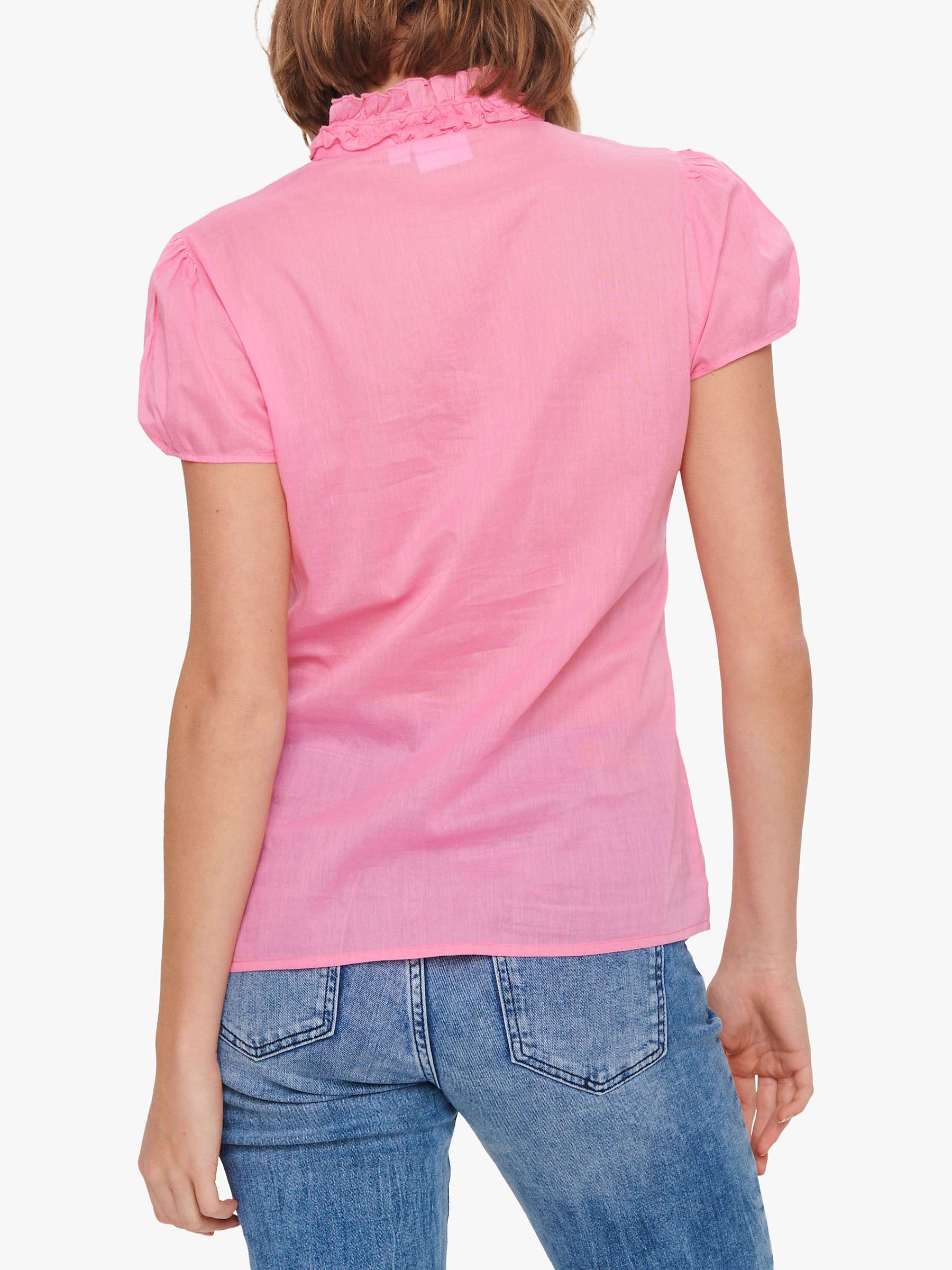 Buy Saint Tropez Tilli Frill Trim Short Sleeve Shirt, Pink Cosmos Online at johnlewis.com