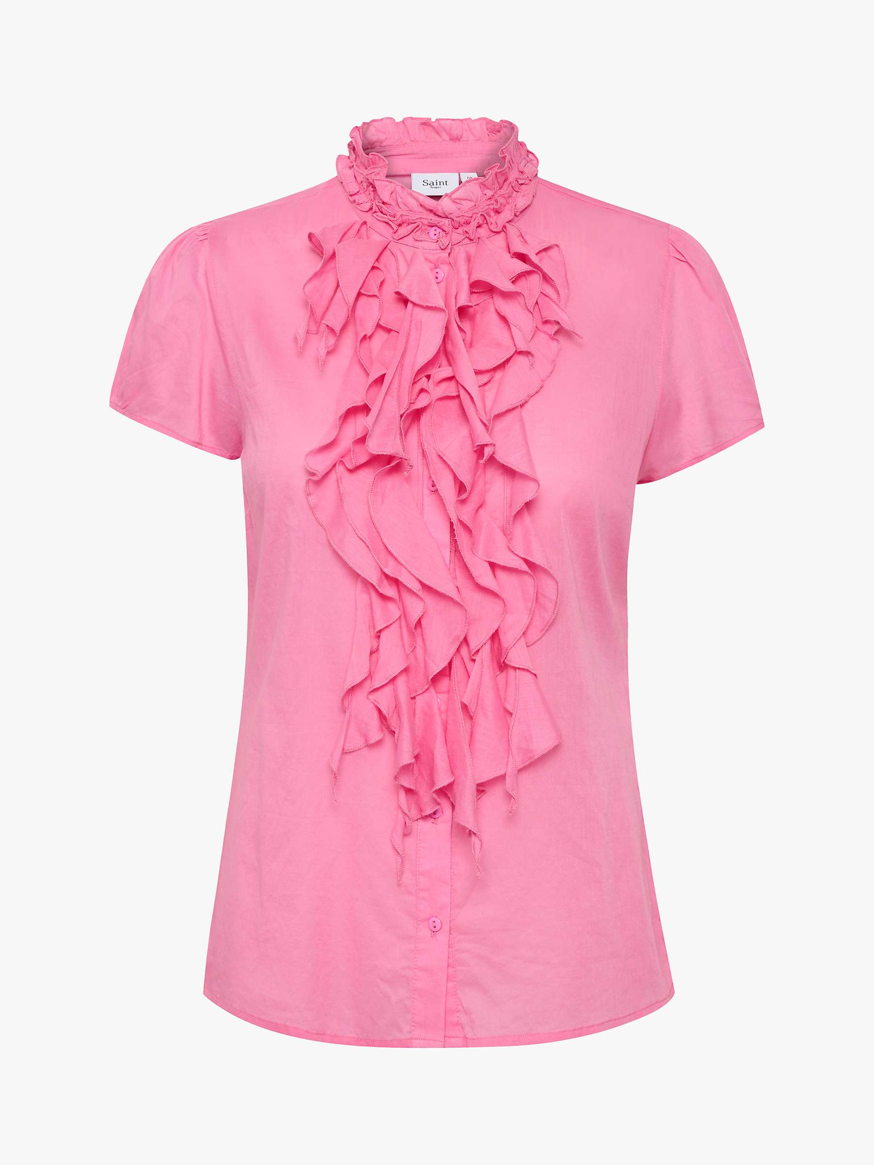 Buy Saint Tropez Tilli Frill Trim Short Sleeve Shirt, Pink Cosmos Online at johnlewis.com