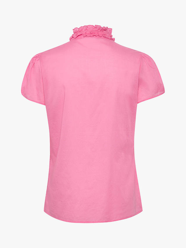 Saint Tropez Tilli Frill Trim Short Sleeve Shirt, Pink Cosmos