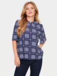 Saint Tropez Desiree Flower and Check Print Blouse, Patriot Blue