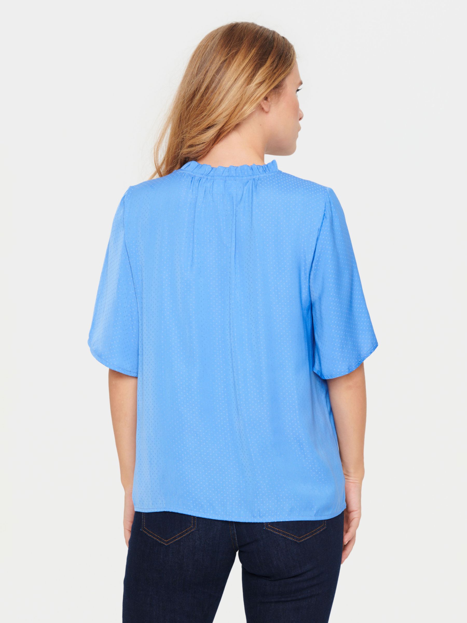 Buy Saint Tropez Briana Flared Sleeve Spot Print Blouse, Blue Online at johnlewis.com