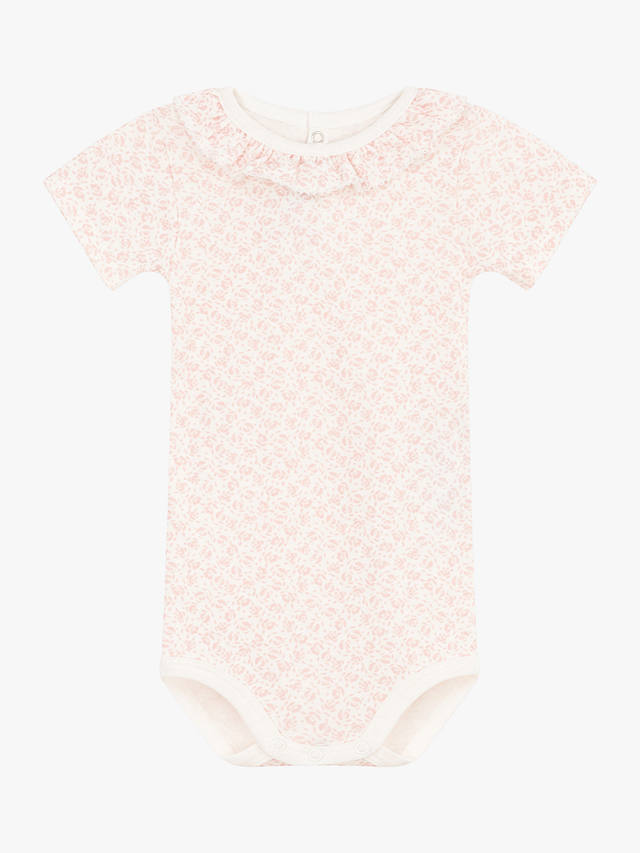 Petit Bateau Baby Floral Bodysuit, Marshmallow/Panty