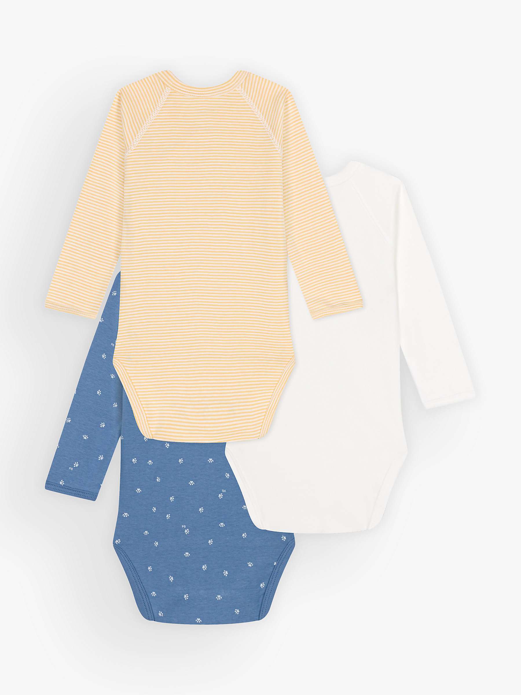 Buy Petit Bateau Baby Cotton Paw Print/Stripe Wrapover Bodysuits, Pack Of 3, Multi Online at johnlewis.com