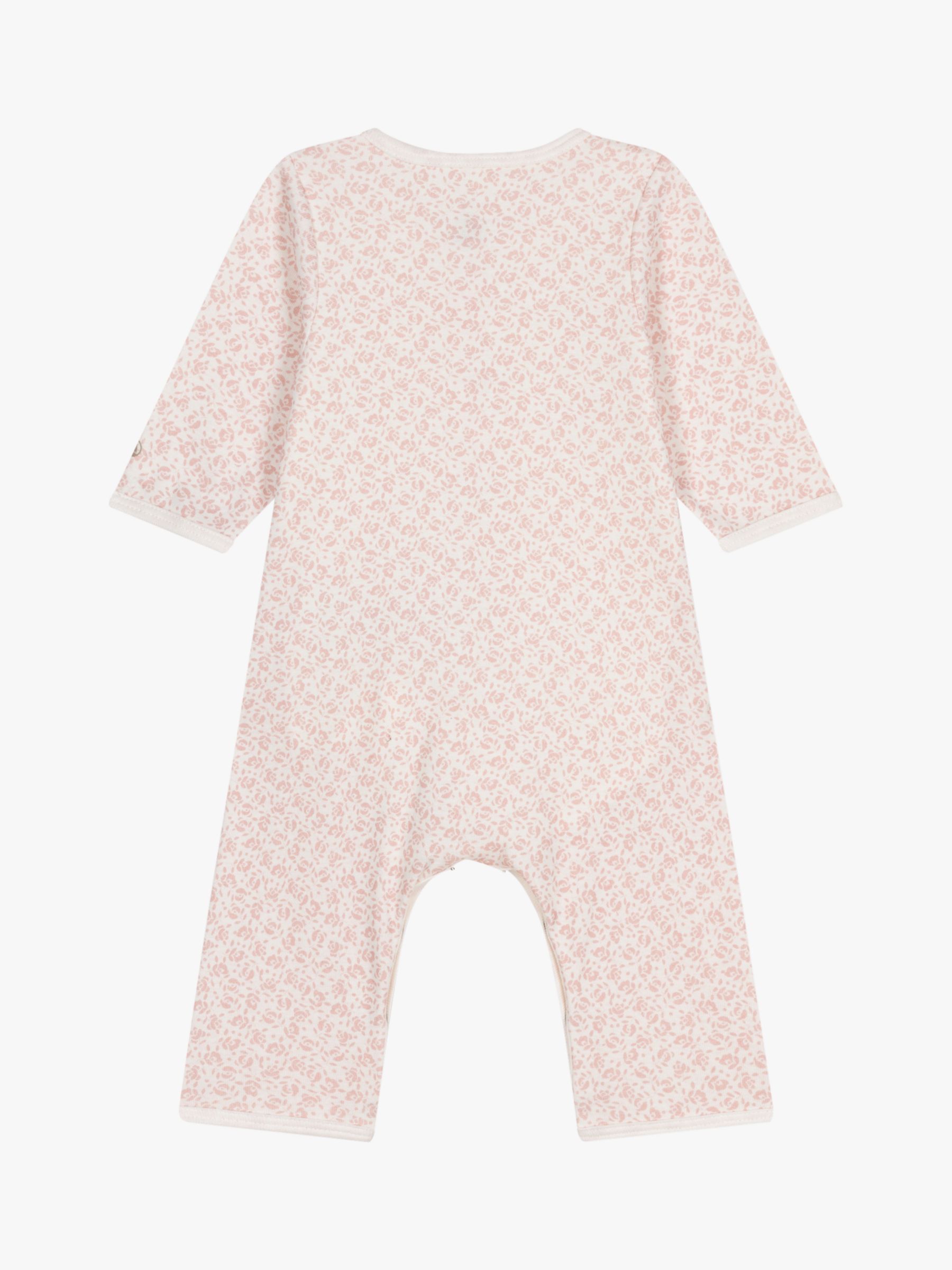 Petit Bateau Baby Footless Floral Print Bodyjama, Marshmallow/Panty, 3 months