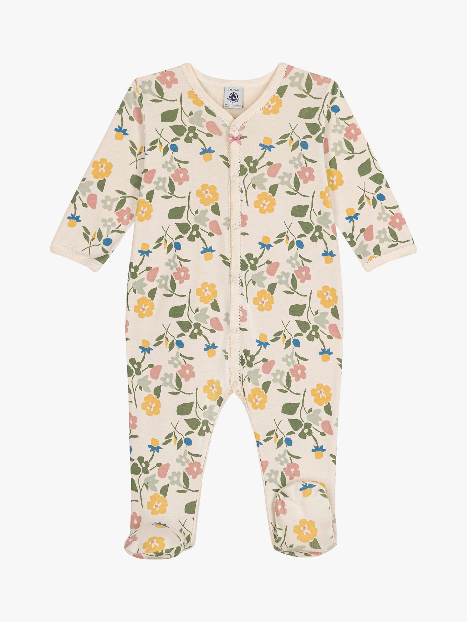 Buy Petit Bateau Baby Floral Print Sleepsuit, Avalanche/Multi Online at johnlewis.com