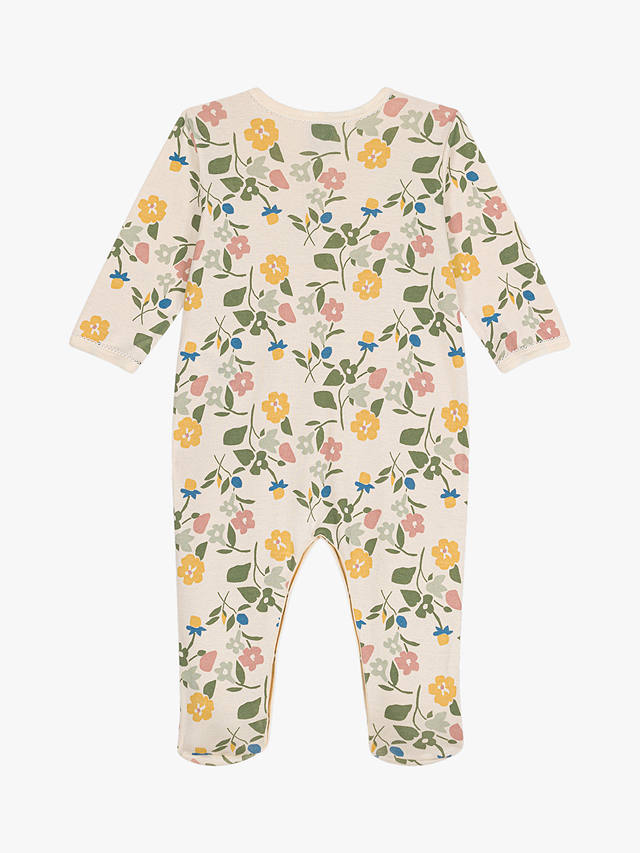 Petit Bateau Baby Floral Print Sleepsuit, Avalanche/Multi
