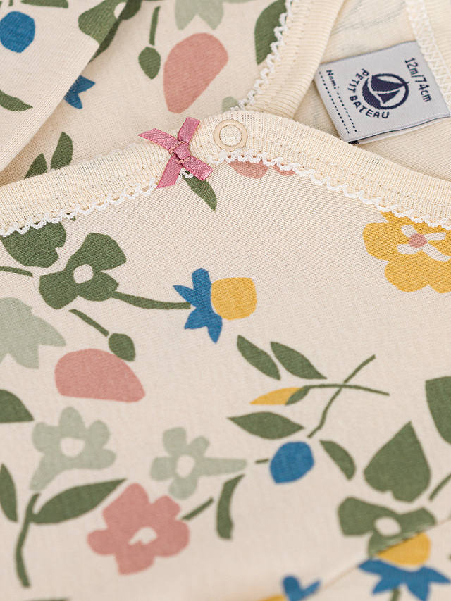 Petit Bateau Baby Floral Print Sleepsuit, Avalanche/Multi