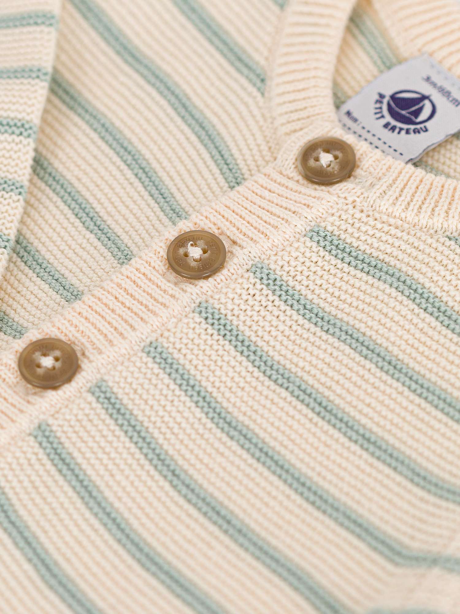 Buy Petit Bateau Baby Knitted Stripe Romper, Avalanche/Herbier Online at johnlewis.com