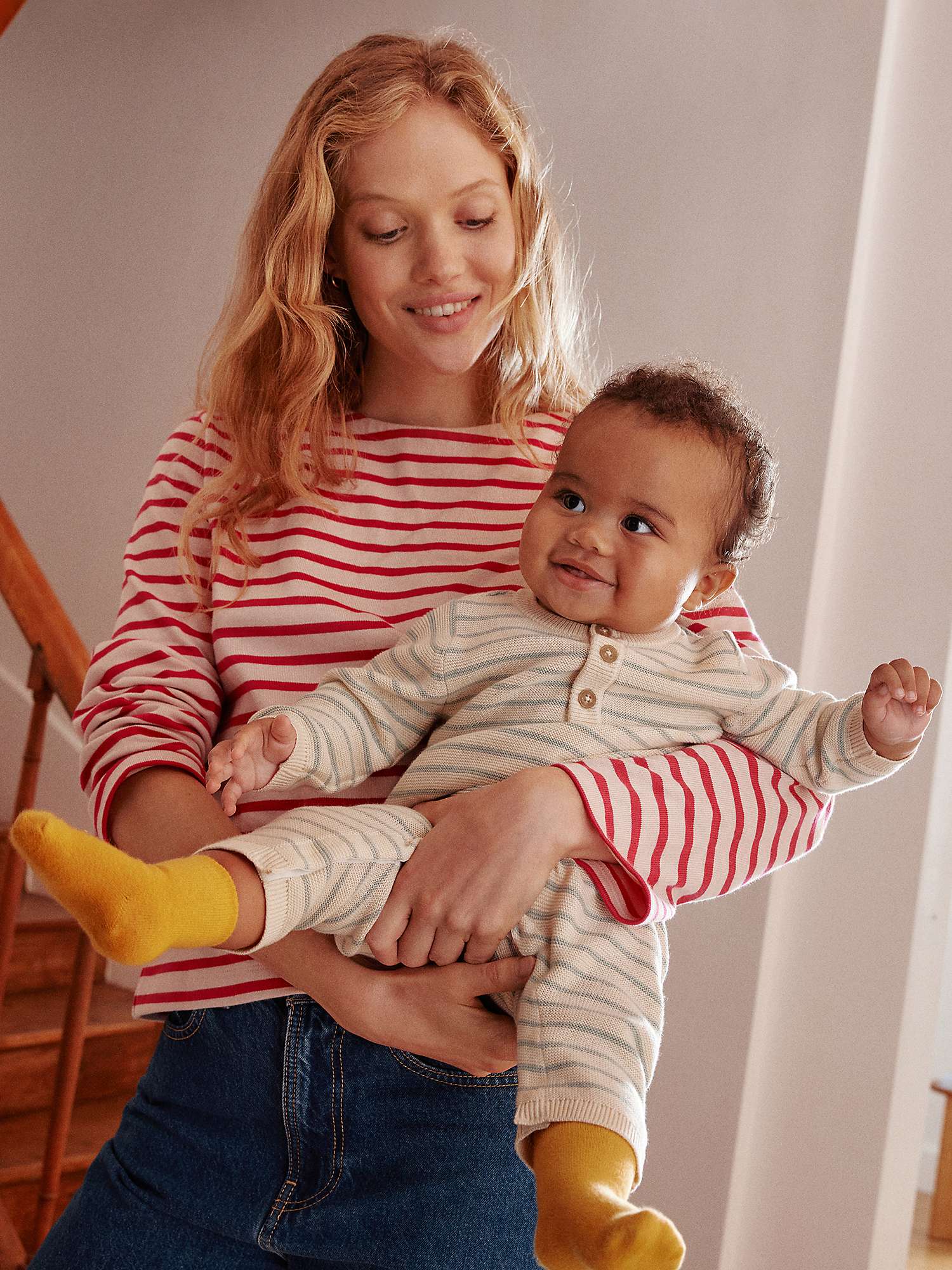 Buy Petit Bateau Baby Knitted Stripe Romper, Avalanche/Herbier Online at johnlewis.com