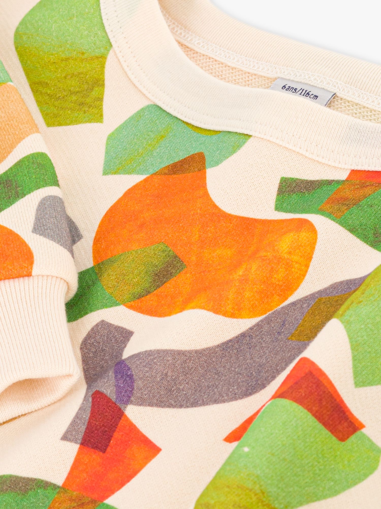 Petit Bateau Kids' Abstract Print Fleece Sweatshirt, Avalanche/Multi, 3 years