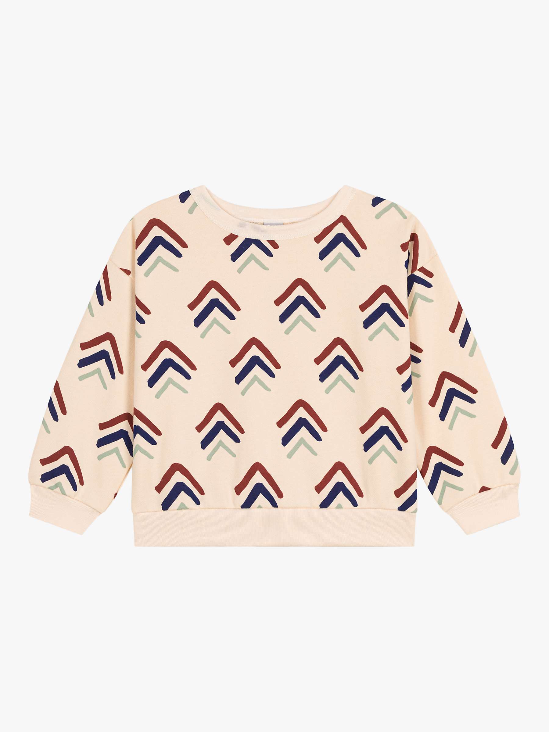 Buy Petit Bateau Kids' Chevron Print Fleece Sweatshirt, Avalanche/Multi Online at johnlewis.com