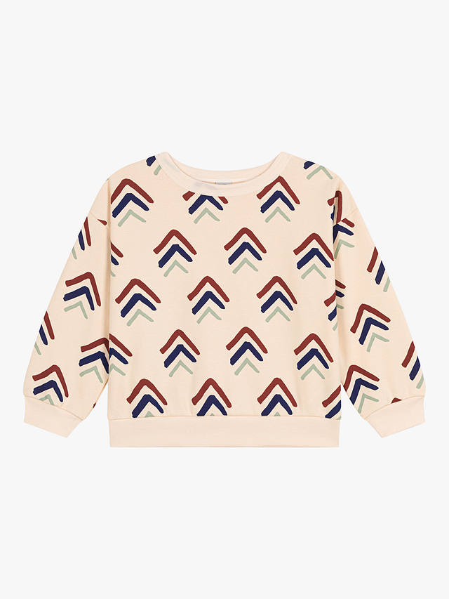 Petit Bateau Kids' Chevron Print Fleece Sweatshirt, Avalanche/Multi