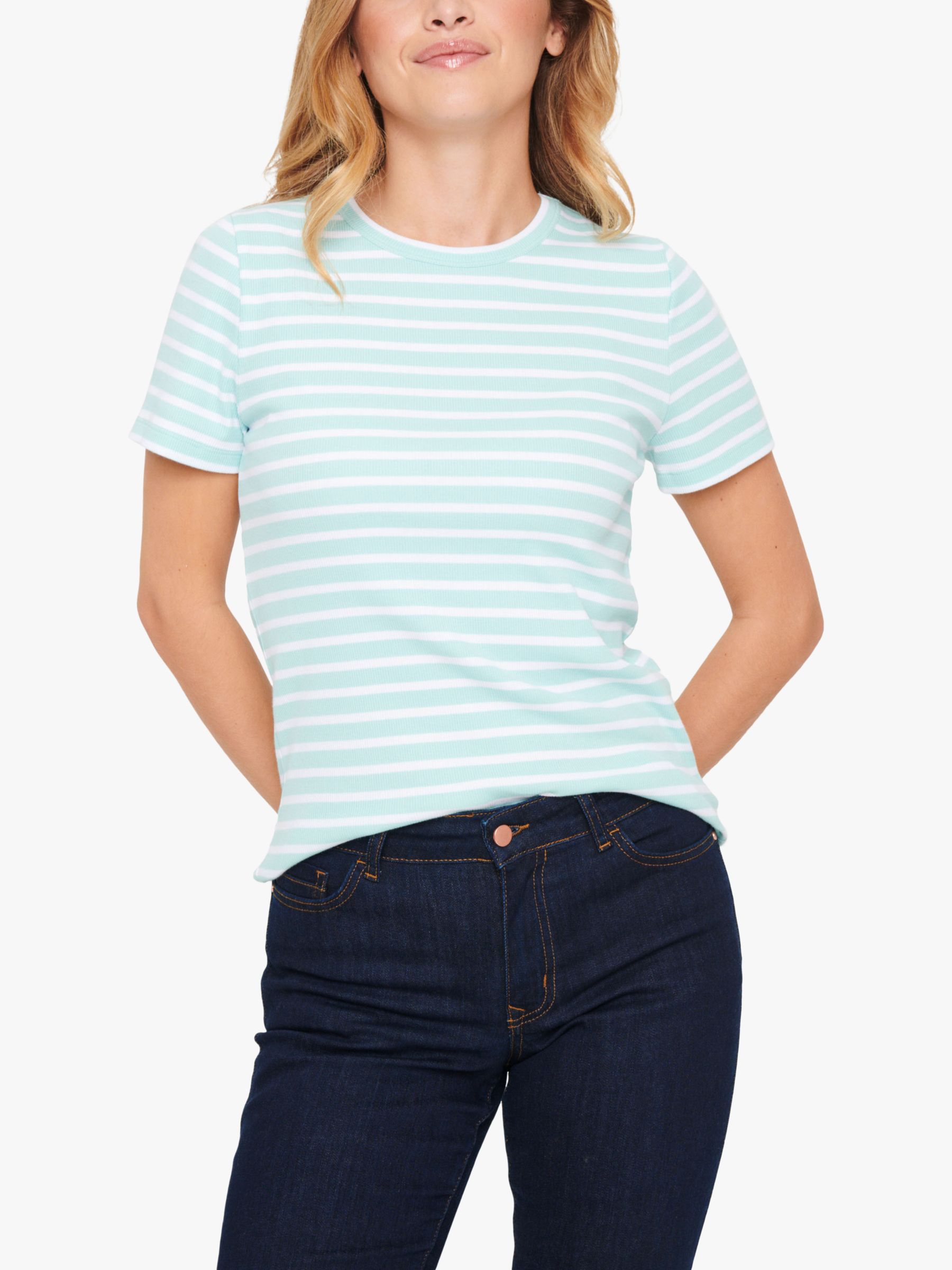 Buy Saint Tropez Aster Stripe T-Shirt, Pastel Turquoise Online at johnlewis.com