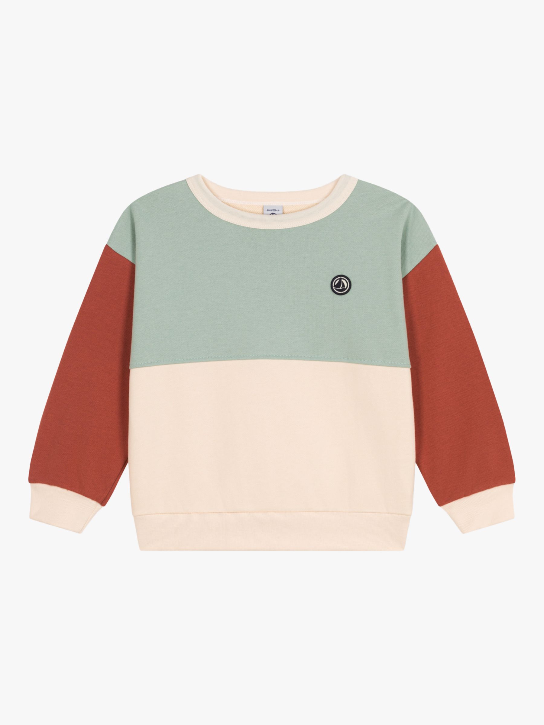 Buy Petit Bateau Kids' Colourblock Fleece Sweatshirt, Avalanche/Multi Online at johnlewis.com