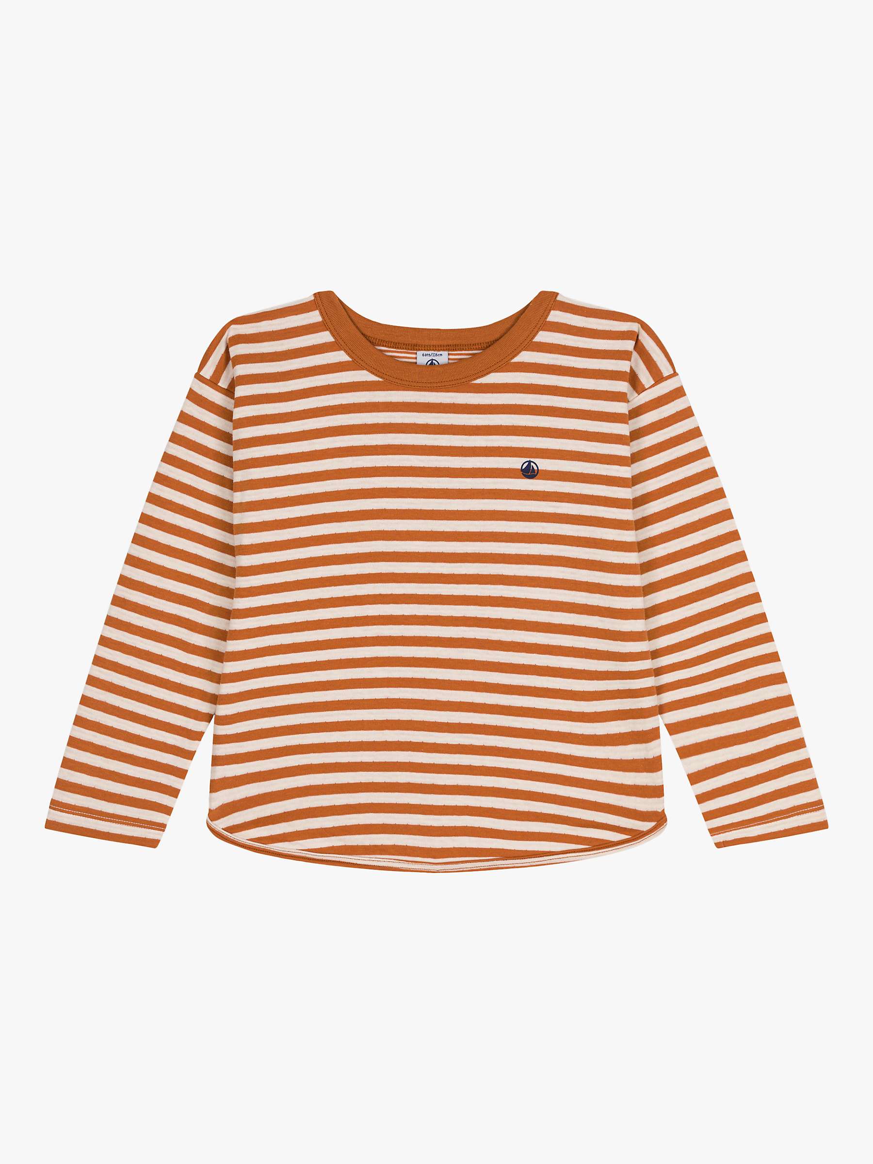 Buy Petit Bateau Kids' Stripy Long Sleeve T-Shirt, Ecureuil/Avalanche Online at johnlewis.com