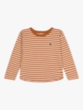 Petit Bateau Kids' Stripy Long Sleeve T-Shirt, Ecureuil/Avalanche
