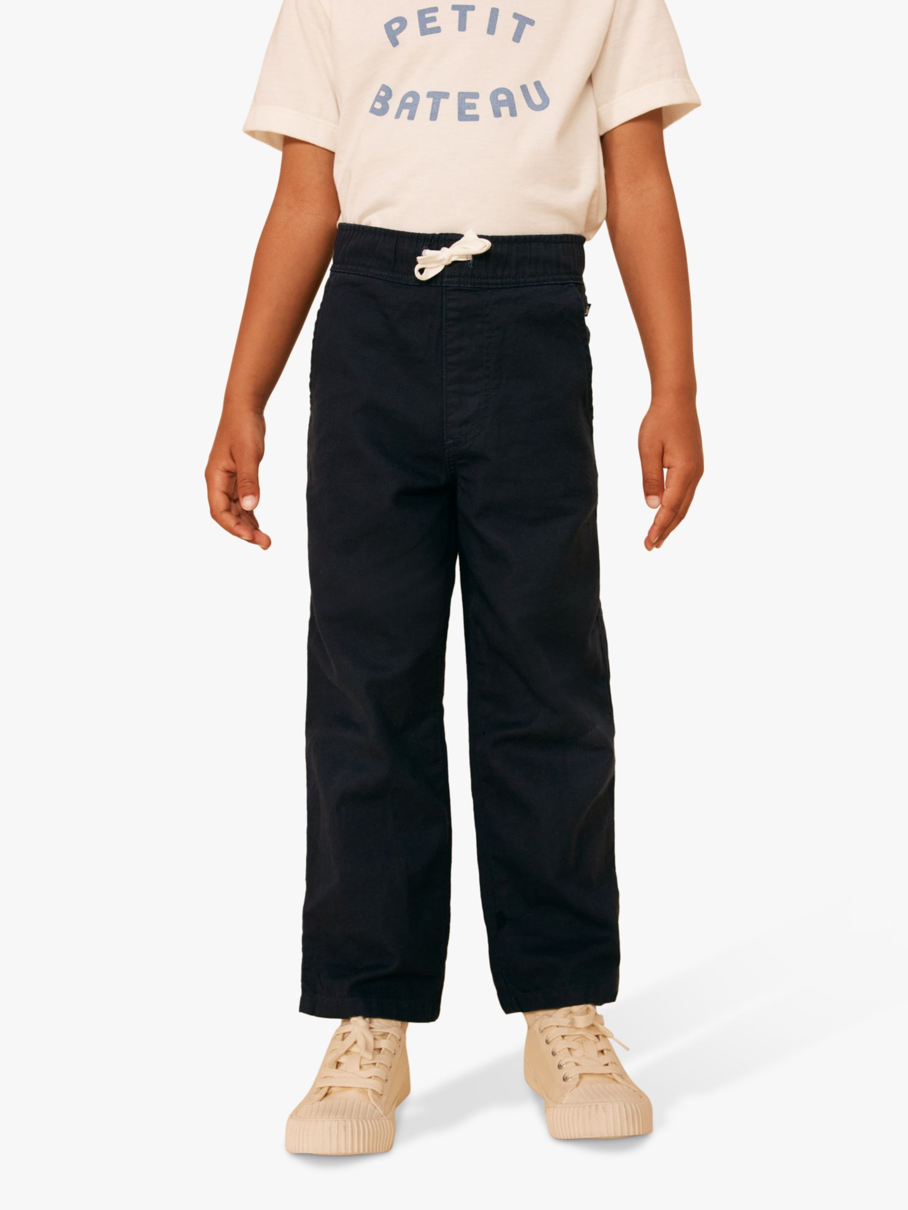 Petit Bateau Kids' Cotton Linen Blend Trousers, Smoke, 3 years