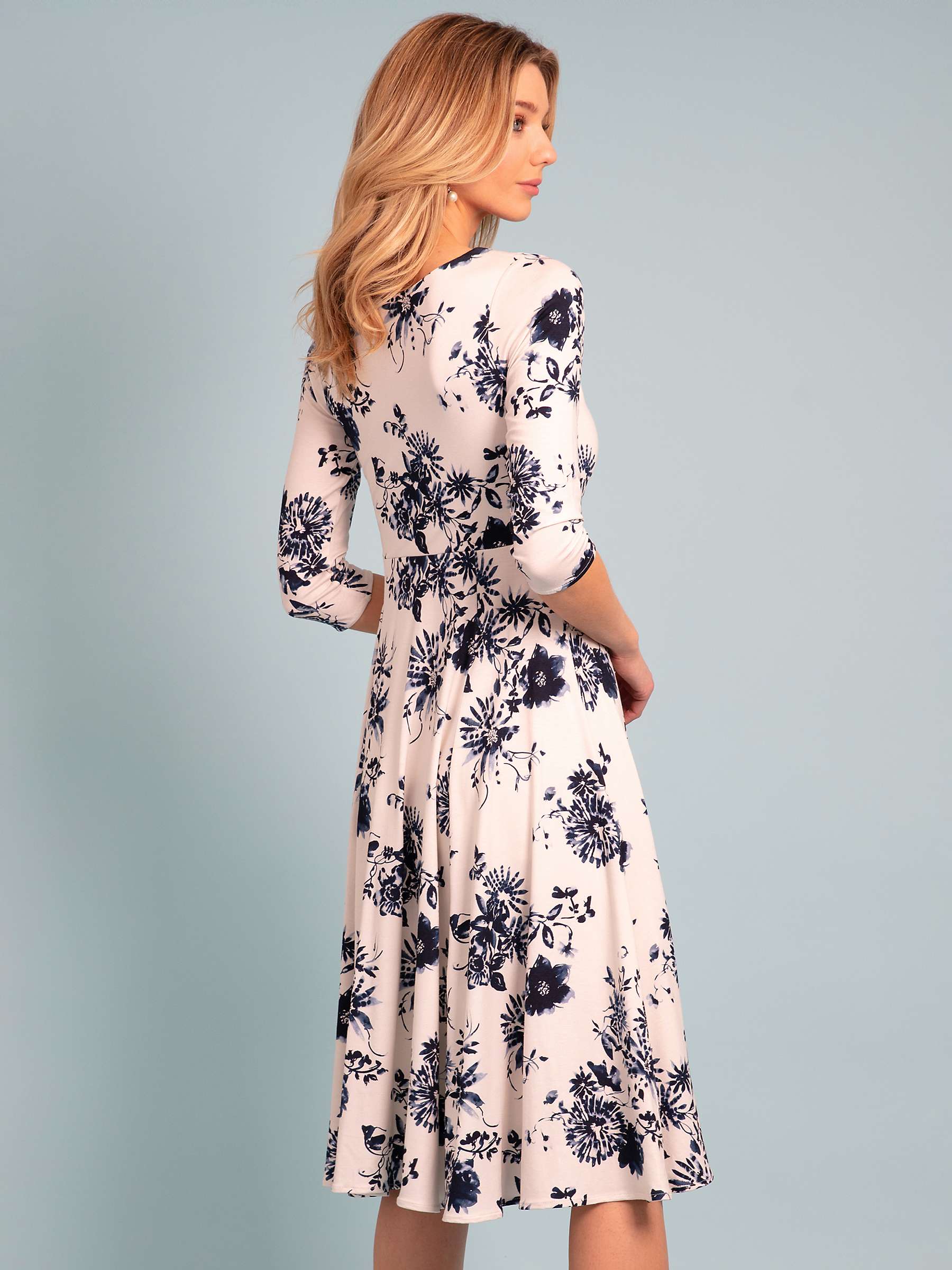 Buy Alie Street Annie Floral Print Jersey Midi Dress, Oyster/Blue Online at johnlewis.com
