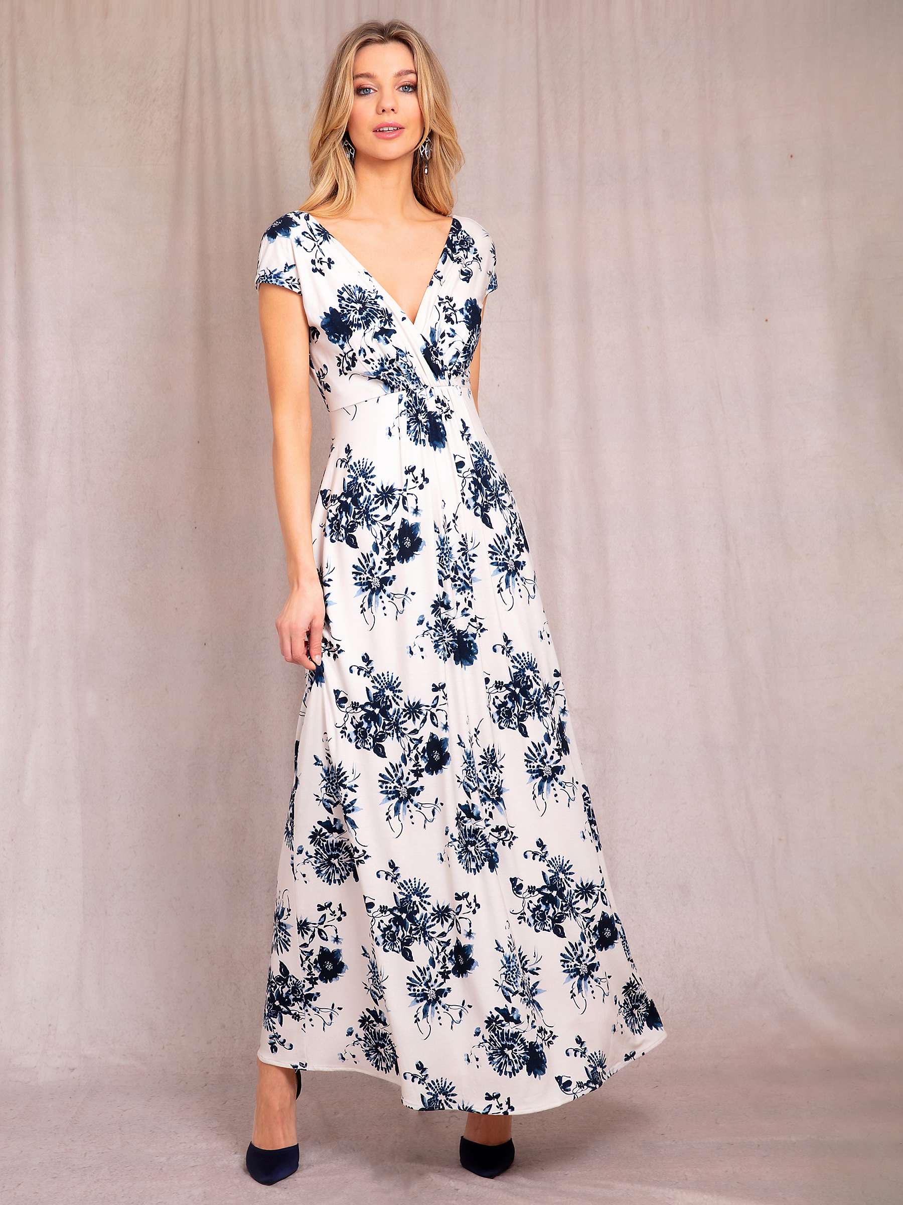 Buy Alie Street Sophia Floral Print Jersey Maxi Dress, Oyster/Blue Online at johnlewis.com