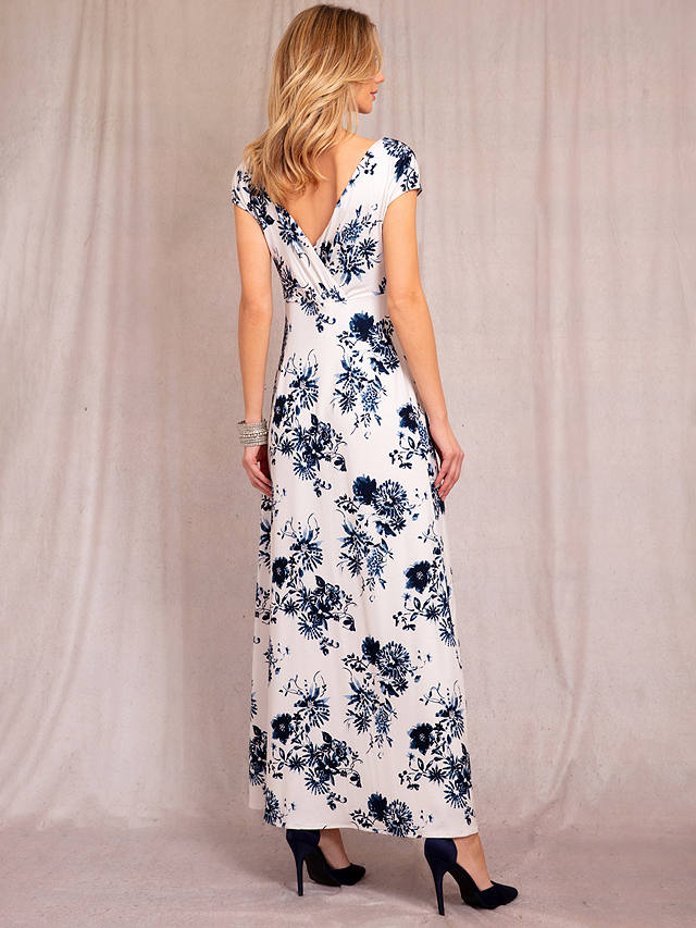 Alie Street Sophia Floral Print Jersey Maxi Dress, Oyster/Blue