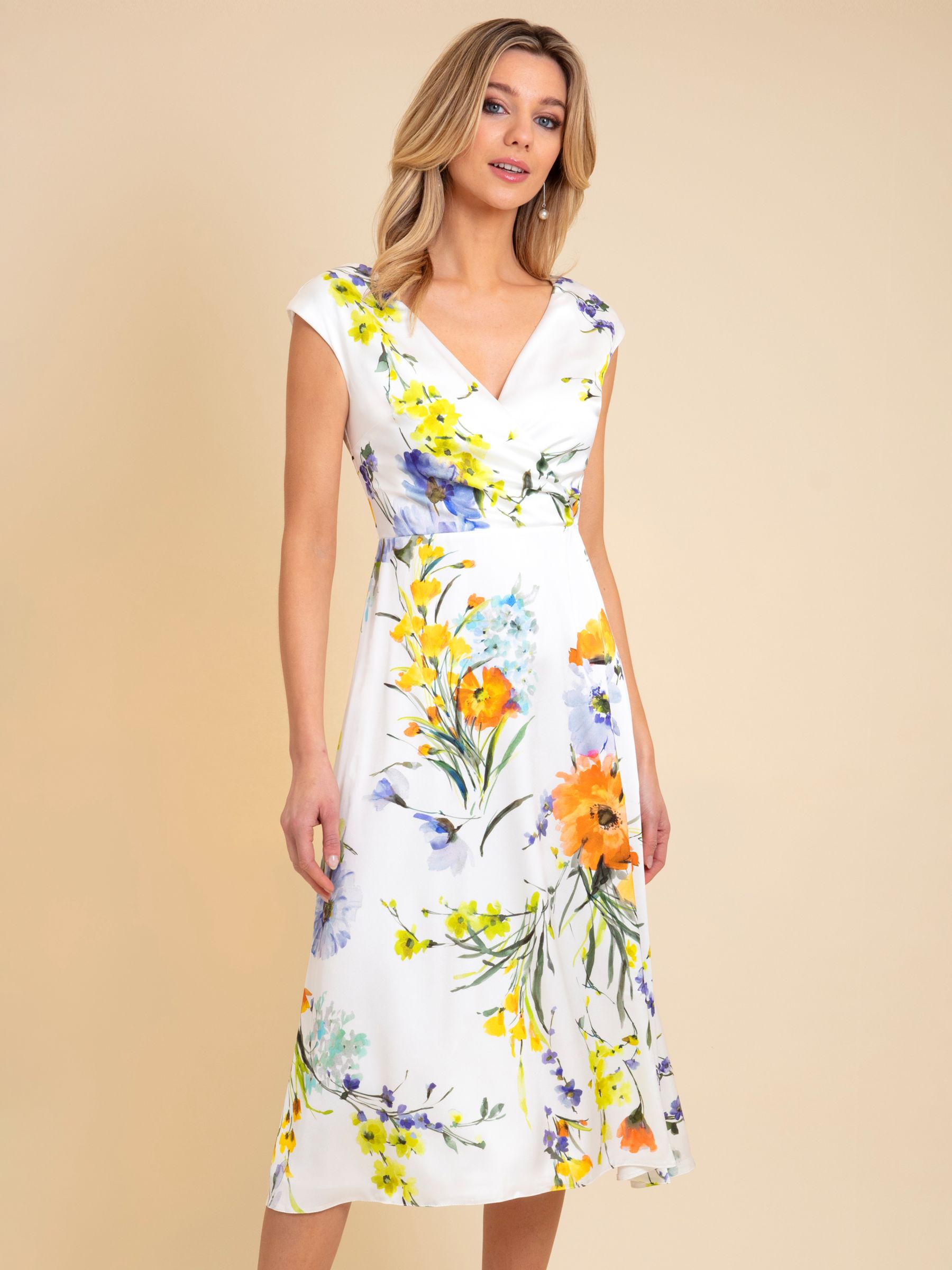Buy Alie Street Grace Floral Brights Midi Dress, White/Multi Online at johnlewis.com