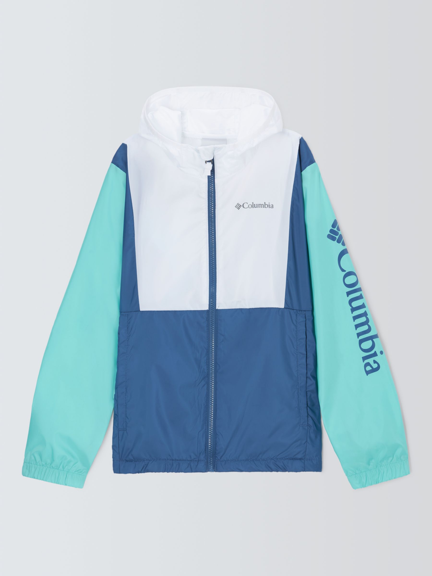 Columbia Kids' Lily Basin Water Resistant Hooded Windbreaker Jacket, Blue Aqua, S