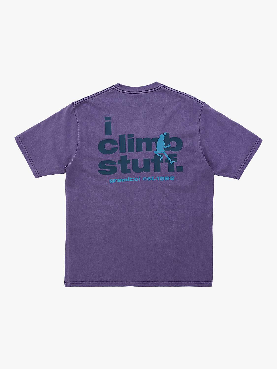 Buy Gramicci I Climb Stuff Organic Cotton T-Shirt, Purple Pigment Online at johnlewis.com