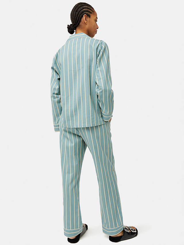 Jigsaw Brushed Twill Stripe Pyjamas, Blue/Multi