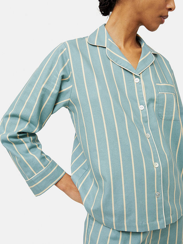 Jigsaw Brushed Twill Stripe Pyjamas, Blue/Multi