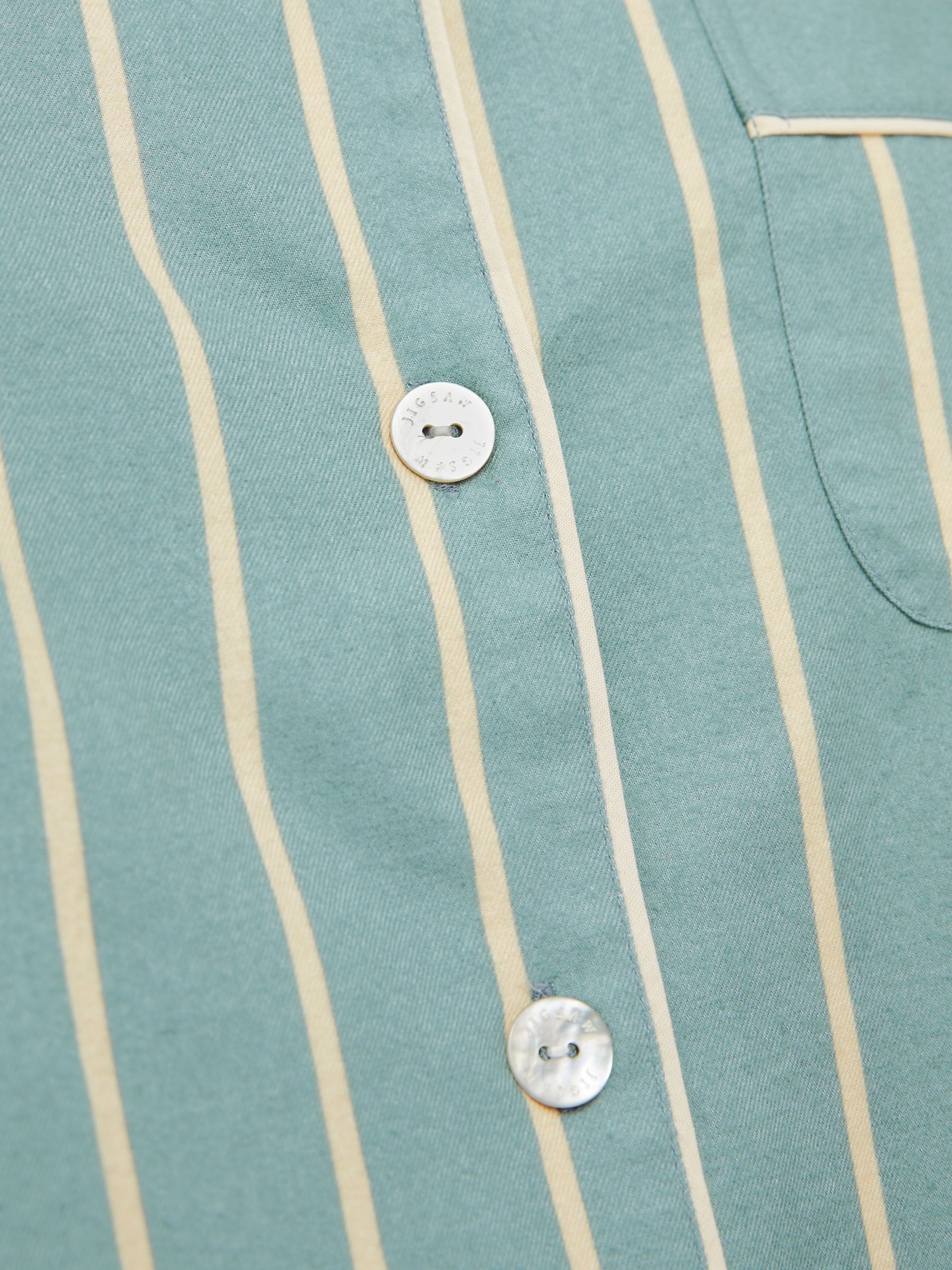 Jigsaw Brushed Twill Stripe Pyjamas, Blue/Multi, M
