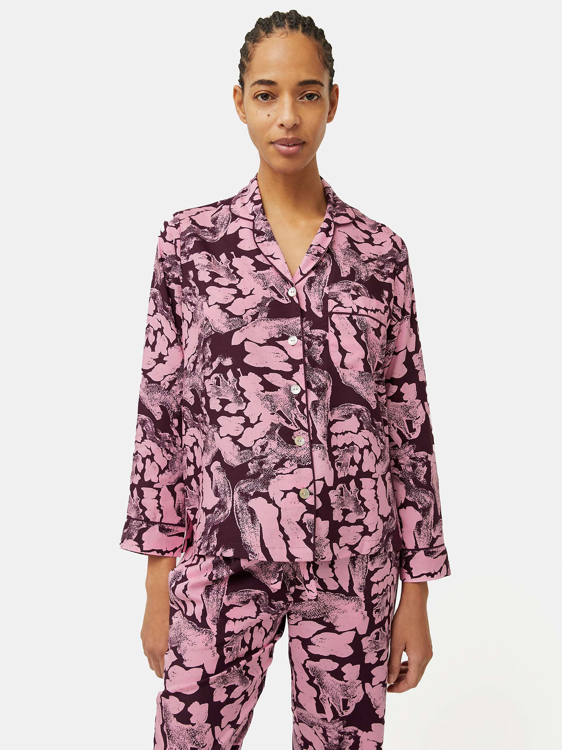 Buy Jigsaw Ink Wave Print Pyjamas, Pink/Burgundy Online at johnlewis.com
