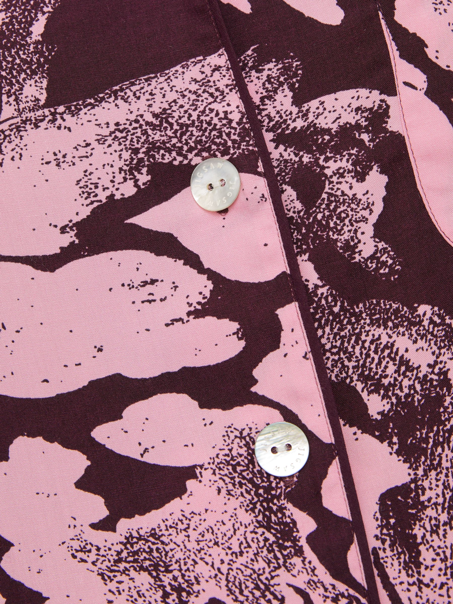 Jigsaw Ink Wave Print Pyjamas, Pink/Burgundy, XS