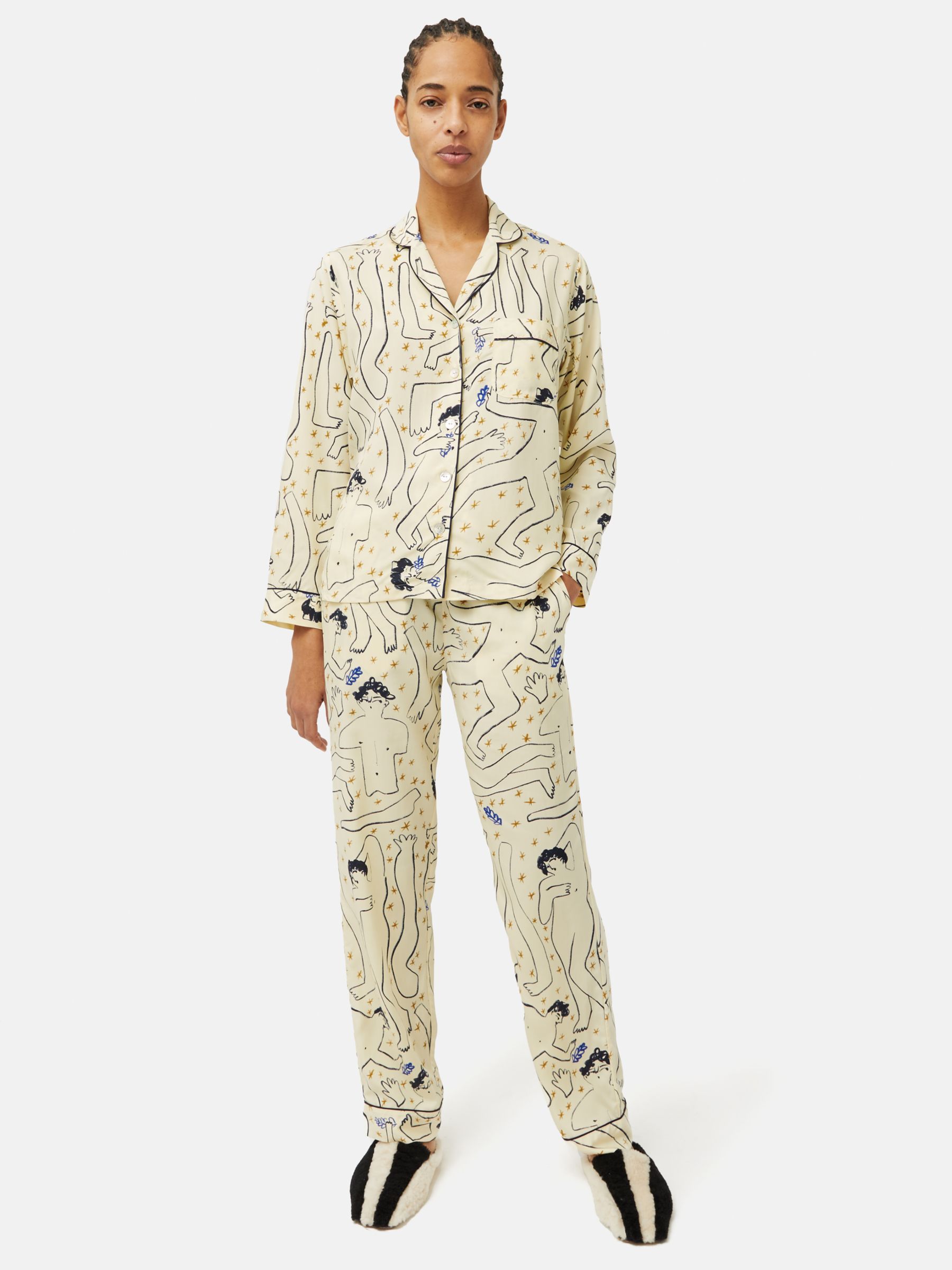 Jigsaw Naked Night Print Pyjamas, Ivory/Multi at John Lewis & Partners