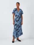 John Lewis Fit & Flare Dress, Blue Texture