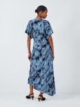 John Lewis Fit & Flare Dress, Blue Texture