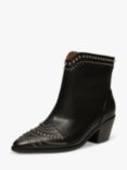 SHOE THE BEAR Annika Leather Stud Western Boots, Black