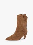 SHOE THE BEAR Dicte Suede Western Calf Boots, Caramel